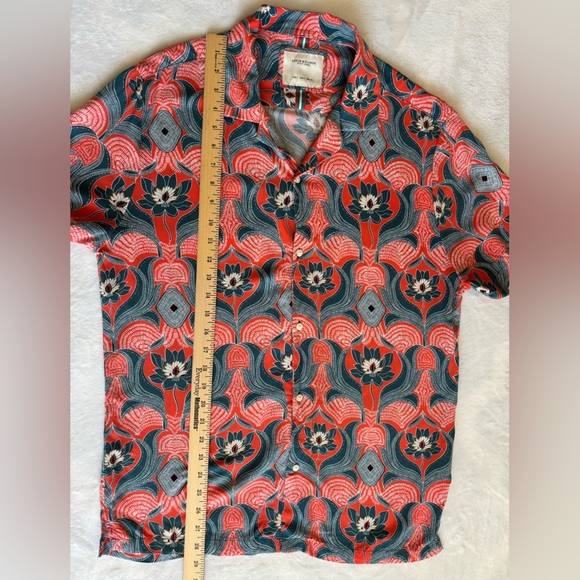 Cactus Man Ricky Singh Denim Flower Floral Pattern Shirt Size L Short Sleeve - Picture 4 of 11